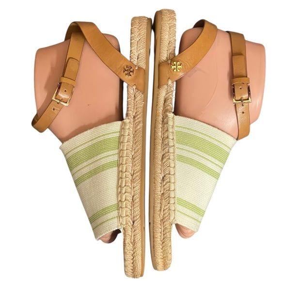 TORY BURCH Elastic Awning Stripe
Espadrille Sandal Green and Ivory 9.5 - Picture 6 of 16